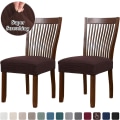 Miniatyrbilde 2 av 8: 2 stk Spisestuestol Setetrekk Stretch Spandex Stol Setetrekk Stol Setepute Sliptrekk til spisestue Kjøkkenstoler Avtagbar vaskbar stol Brown
