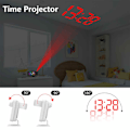 Miniatyrbillede 8 af 8: Projektionsvækkeur til soveværelser, RGB farverigt digitalt ur med spejloverflade, 11 farver, 180° projektor på loft, LED moderne skrivebordsur til white