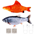 Miniatyrbild 1 av 6: Interaktiv kattleksak, simulerad fiskformad husdjurskudde att tugga på, USB-uppladdningsbar vickande rörlig fisk för kattmynta berikning