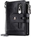 Men's Wallet RFID Blocking Leather Wallet (Black) with Zipper