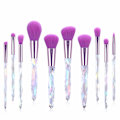 Pikkukuva 1 / 8: Meikkisiveltimet 10 kpl Crystal Handle Set, Premium Synteettiset Harjakset Kosmeettinen sivellin Powder Foundation Blush Concealer Blending Purple