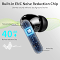 Miniatyrbild 3 av 8: Trådlösa hörlurar, Bluetooth 5.3, stereobas, hörlurar med brusreducerande mikrofon, LED-display, IP7 vattentäta in-ear