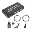 Miniatyrbild 1 av 9: DisplayPort KVM-switch 2 Portar 4K 60Hz Dubbelläge Aluminiumlegering Plug and Play KVM-switcher för Tangentbord Mus 100‑240V EU-kontakt 100‑240V