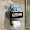 Pikkukuva 1 / 5: WC-paperiteline hyllyllä WC-paperiteline Pyyhkeiden annostelija ruostumatonta terästä WC-paperiteline säilytyslaatikolla, itseliimautuva seinäteline