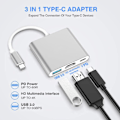 Miniatyrbild 7 av 8: USB C Dockningsstation 3 i 1 Aluminiumlegering 4K HD 5Gbps Överföring 60W PD Ström USB C Hubb för TV Projektor Dator