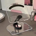 Miniatyrbild 4 av 8: Tabletstativhållare 360 Graders Roterande Lyftbar Vikbar Akryl Transparent Skrivbordsplatta Svart