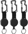 Retractable Keychains - Heavy Duty Key Holder with Belt Clip and Multitool Carabiner, Lanyard for Badges (3 Pack)