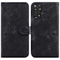 Miniatyrbillede 2 af 5: Etui Kompatibelt med Xiaomi Redmi Note 11s Præget Lily Flip Wallet Premium Pu Læder Cover med Kortholder-Perfet Black