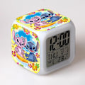 Miniatyrbild 1 av 5: Stitch Anime LED Digital Väckarklocka för Flickor - Söt Storlek, 8cm, 3 tum, 7 Färgbyten, Temperatur, Perfekt för Flickors Sovrum(13)-Perfekt 49