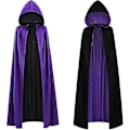 Miniatyrbillede 1 af 5: Vendbar Kappe til Voksne og Børn, Påske Halloween Julekappe Udklædning Vampyr Heks Troldmand Rollespil Kappe - Perfekt Black Purple 150cm