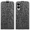 Miniatyrbild 1 av 4: Kompatibel med R64 Textur Vertikal Flip Läder Telefonfodral-Perfet Black For Samsung Galaxy S25 Edge 5G