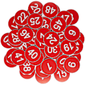 Miniatyrbilde 1 av 5: Nummererte merkelapper - Graverte nummererte merkelapper, ID-merkelapper, nøkkelmerkelapper uten hull - Perfekt 1-200 Red