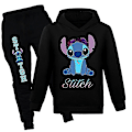 Miniatyrbild 1 av 2: Barn Lilo och Stitch Hoodie Långärmad Träningsdräkt Set Sweatshirt Toppar Byxor Kläder Pojkar Flickor-Perfekt Black 9-10Years