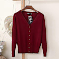 Miniatyrbillede 5 af 5: Afslappet Cardigan Sweater til Kvinder Efterår Vinter Kvinder Ensfarvet V-hals Langærmet Plus Størrelse Strikket Sweater Frakke Hæklet-Perfet Color A002 Red XL