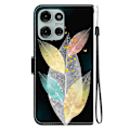 Miniatyrbilde 3 av 5: Tegnet Lærveske Kompatibel med Motorola Moto G75 5G-Perfet Colored Leaves
