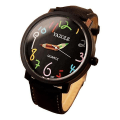 Miniatyrbild 1 av 6: YAZOLE 347 Mode Läderrem Dam Quartz Watch Casual Colorful Number