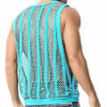 Miniatyrbilde 3 av 5: Menn's Fishnet Tank Sheer Sleeveless T-Shirt Topp - Perfet White XL