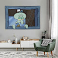 Miniatyrbilde 4 av 5: FENDROM Morsom Blekksprut Tegneserie Veggteppe Henge Morsom Meme Bakgrunn Vindu Design Hjem Decor for Soverom Stue-Perfet 130 x 150 cms