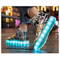 Miniatyrbillede 4 af 5: Højtop-sneakers til mænd og kvinder, lysende sko, børnesko med LED-lys, spejlskinnende læderpaneler, store størrelser 25-46 - perfekt Black 42-Foot length 26.0cm