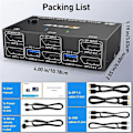 Miniatyrbilde 4 av 5: KVM-bryter med dobbel skjerm, 4 USB3.0 Kompatibel med 2 datamaskiner, 2 inn 2 ut DP 1.4 KVM-bryter - Perfet