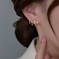 Miniatyrbillede 4 af 6: Ørering Claw Ear Hook Clip Øreringe Kvinder Firkantet Indstilling - Perfet Silver