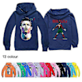 Miniatyrbillede 3 af 3: Cristiano Ronaldo Hættetrøje VM Nr. 7 Julegaver Fodboldstjerne Hættetrøje Piger Drenge Hættetrøje Pullover Toppe Børn Teenagere-Perfekt Red 15-16years