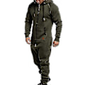 Miniatyrbild 2 av 4: Männs En-delad Huvtröja med Blixtlås Jumpsuit Vinter Casual Huvad Bodysuit Jumpsuit - Perfekt Army Green M