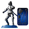 Miniatyrbild 1 av 5: Dummy 13 Robot Actionfigur i rustning, T13 Femte generationens medeltida riddare med vapen och sköldar, helkroppsaktivitetsrobot, magnetisk spelfigur Black