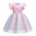 Unicorn Prinsesse Tyll Kjole med Volanger for Jenter - Perfekt Pink 2-3 Years