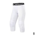 Miniatyrbild 1 av 5: Män Säkerhets Anti-kollision Byxor Basketbollsträning 3/4 Tights Leggings med Knäskyddsskydd Sport Kompressionsbyxor-Perfekt white L