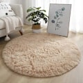 Miniatyrbilde 4 av 5: Plysj Rundt Teppe Matte Fluffy Hvite Tepper for Stue Myk Hjemmeinnredning Soverom Barnerom Dekor Salon Tykk Lug Teppe-Perfet Light purple 80x80cm