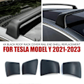 Pikkukuva 5 / 5: Vaihto 4X Mustat Kattotelineen Kiskon Päätykuoret 2021-2023 Tesla-malleille - Perfet