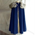 Miniatyrbild 3 av 5: Männs Medeltida Kostym Kappa Vinter Pälskrage Larp Viking Cosplay Kappa Rock Hög Kvalitet Gotisk Kvinna Kappa Halloween Kostym-Perfekt Gray XL