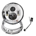 Pikkukuva 1 / 4: Yhteensopiva Harley Davidson Electra Glide Softail Fat Boy touring -mallien 7-tuumaisen moottoripyörän kanssa, jossa on LED-ajovalot ja 4,5-tuumaiset sumuvalot - Täydellinen 7inch and Bracket S