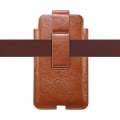 Miniatyrbild 3 av 3: läder vertikal mobiltelefon bältesväska (6,7 tum) - Perfet brown