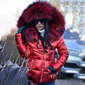 Miniatyrbillede 5 af 5: Dame Vinter Kunstig Pels Hætte Puffer Dunjakke Lady Tyk Quiltet Polstret Jakke Lynlås Parka-Perfet red L