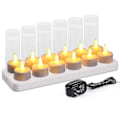 Miniatyrbillede 1 af 5: Genopladelige Lys Flammeløse Lys Te Lys 12stk/Sæt, Dekorer til Fest, Bryllup, Bar, Hjem, Middag - Perfekt