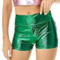 Miniatyrbillede 1 af 4: Kvinders Pole Dance Shorts Højtaljet Metalisk Glansende Laklæder Hot Shorts Træning Rave Party Pole Dance Bund Clubwear-Perfet A Green L
