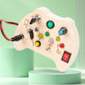Miniatyrbild 9 av 10: Electronic BusyBoard Toddler LED-ljus BusyBoard Trä Fysisk utbildning Leksak Space Switch Platta Montessori Busy Cube - Perfet