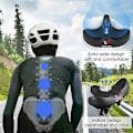 Pikkukuva 4 / 5: Pitkän matkan pyöräsatula, leveä, paksu, ergonominen, pehmeä pehmuste, maastopyörä, MTB-maantiepyörän satula, mukava pyöräilyistuin - Täydellinen Hollow Black Set