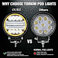 Miniatyrbillede 5 af 5: 4X LED Arbejdslampe Pods Runde Gule Spot Combo Lys Gul Tågelygte Kompatibel med Off Road SUV-Perfet