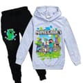 Minecraft Gaming Barnehettegenser Joggedress for Menn og Kvinner - Perfekt Grey 9-10 Years