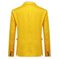 Miniatyrbilde 4 av 5: HERRENES Formell Klassisk Hakket Krage Dobbel Split Ensfarget Enknapps Blazer - Perfekt Yellow 2XL
