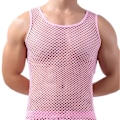 Miniatyrbilde 1 av 5: Fianao Herreundertøy Mesh Gjennomsiktig Pyjamas Fiskegarn Solid Farge Vest Søvn Perfekt Pink L