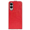 Miniatyrbillede 3 af 4: Kompatibel med R64 Tekstur Vertikal Flip Læder Telefon Cover - Perfekt Red For Samsung Galaxy S25 Edge 5G