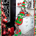 Miniatyrbild 4 av 5: Jultomtenissdräkt Unisex Vuxen Förklädesset Julfestival Randig Tomtenissehjälpare Rollspel Set - Perfekt C