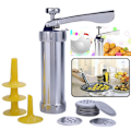 Pikkukuva 1 / 3: Biscuit Press Set kakkukone sisältää 20 mallia - Perfet silver