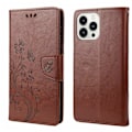 Miniatyrbilde 2 av 5: Butterfly Flower PU-deksel Kompatibelt med iPhone 14 Pro-Perfet Brown