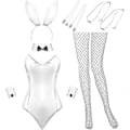 Miniatyrbillede 1 af 4: Kanin Kostume Kvinders Underbukser og Hale Bodysuit Cosplay Kanin Kostume Sæt til Halloween Kostumer - Perfekt White XL
