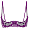 Miniatyrbild 1 av 5: Dam 1/4-kupa bygel-bh halterneck O-ring transparent spets push-up bh underkläder öppen byst bh underkläder-Perfet Purple C S